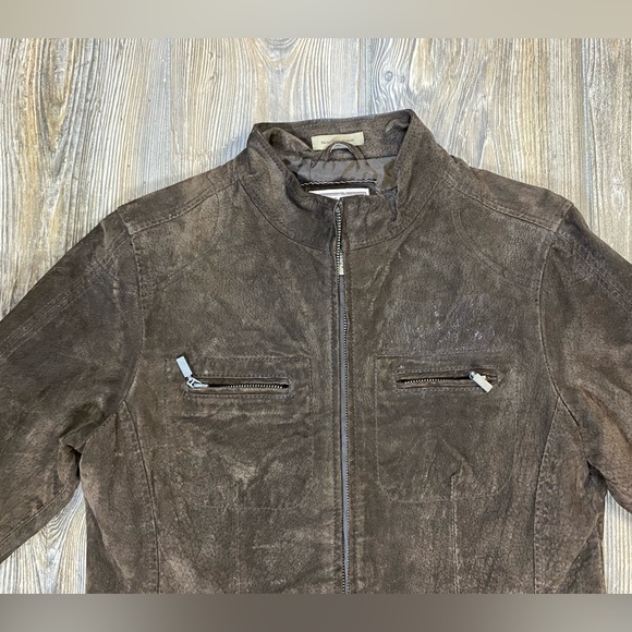 SOLD Ruff Hewn Womens - Full Zip Jacket Brown Black Genuine Leather - Size - Picture 2 of 10